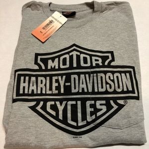 Harley Davidson Men’s T-Shirt Heathered Grey/Black Medium Pocket Military